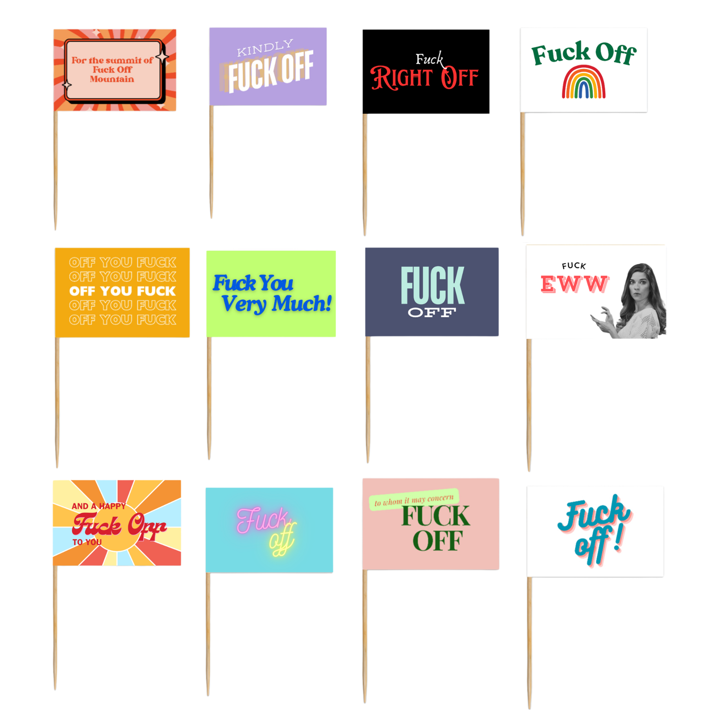 All the Fucks to Give Toothpick Flags Assortment