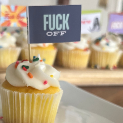 Block Letter Fuck Off Toothpick Flags