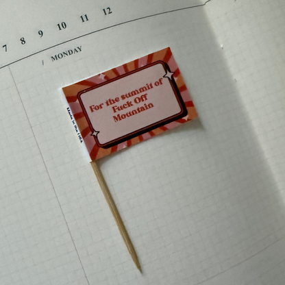 For the Summit of Fuck Off Mountain Toothpick Flags