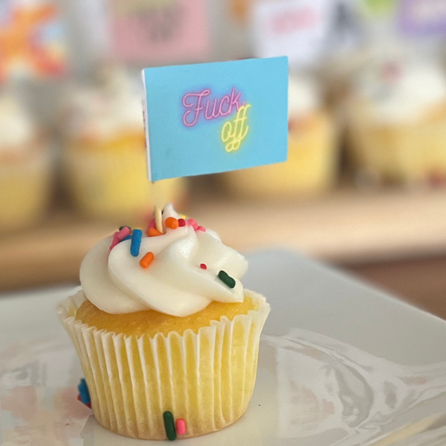 Miami Neon Style Fuck Off Toothpick Flags