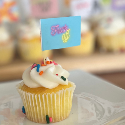 Miami Neon Style Fuck Off Toothpick Flags