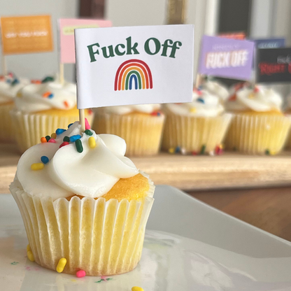 Fuck Off Over the Rainbow Toothpick Flags
